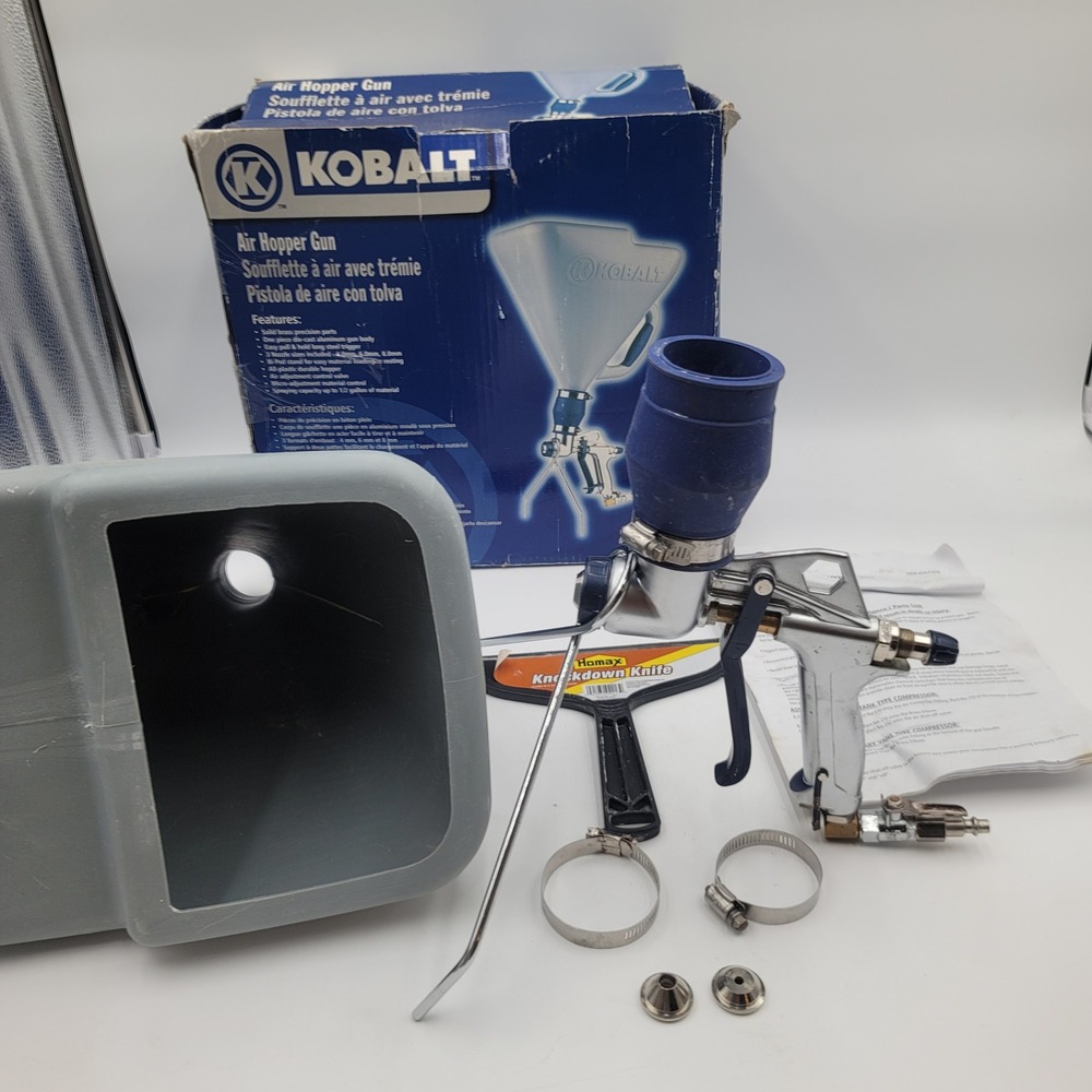 Kobalt Air Hopper Gun Drywall Texture Sprayer Tool Knockdown 3 Nozzles 1.5 Gal